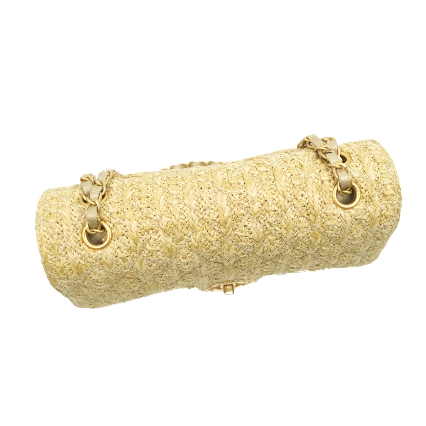 Chanel Classic M/L Medium Double Flap Woven Reed Aged Gold Hardware