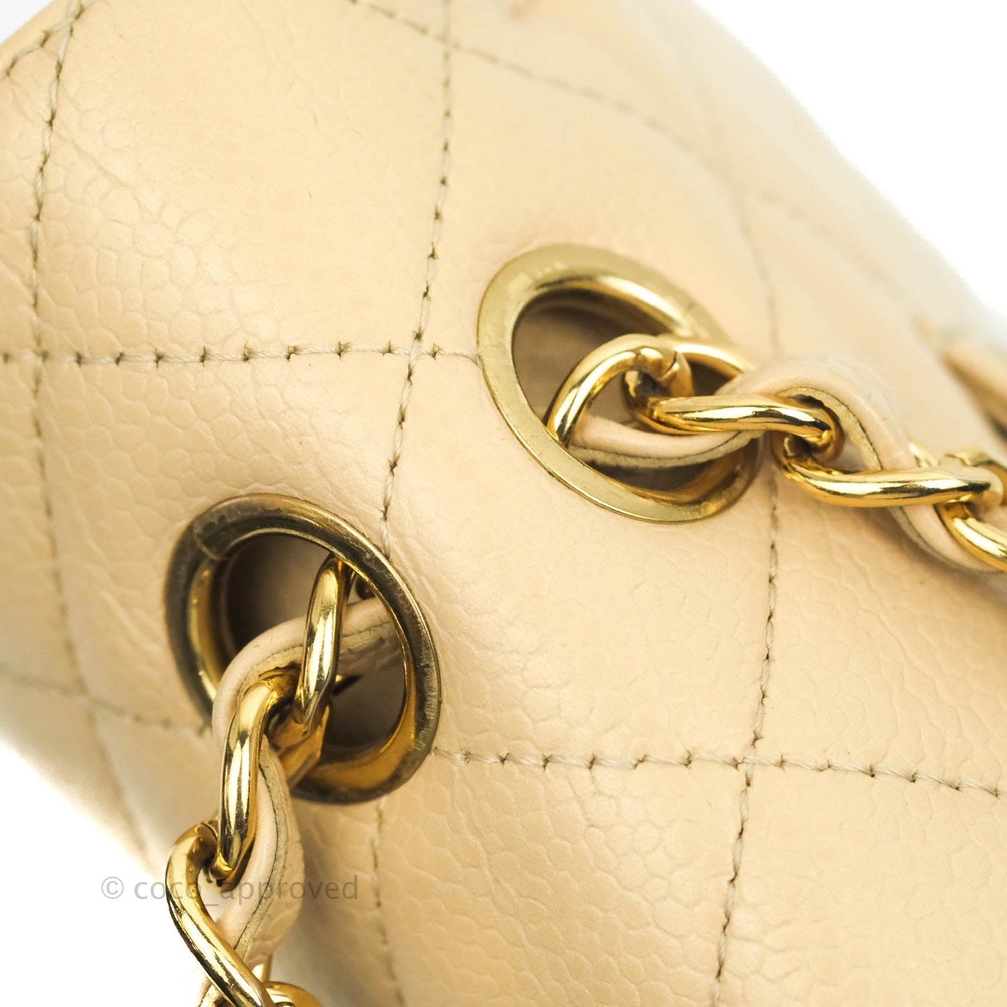 Chanel Classic Medium Flap Quilted Beige Caviar Gold Hardware