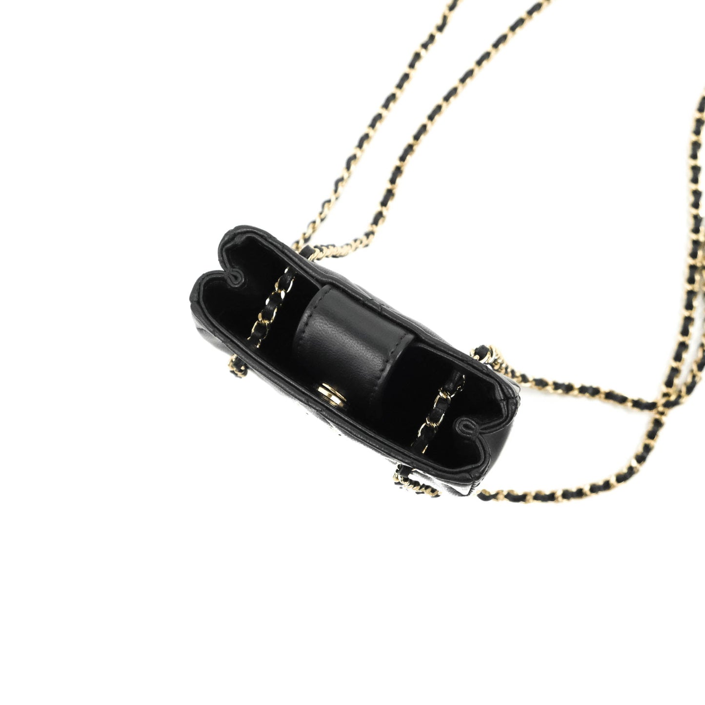 Chanel Mini Clutch With Chain Black Lambskin Gold Hardware 22C