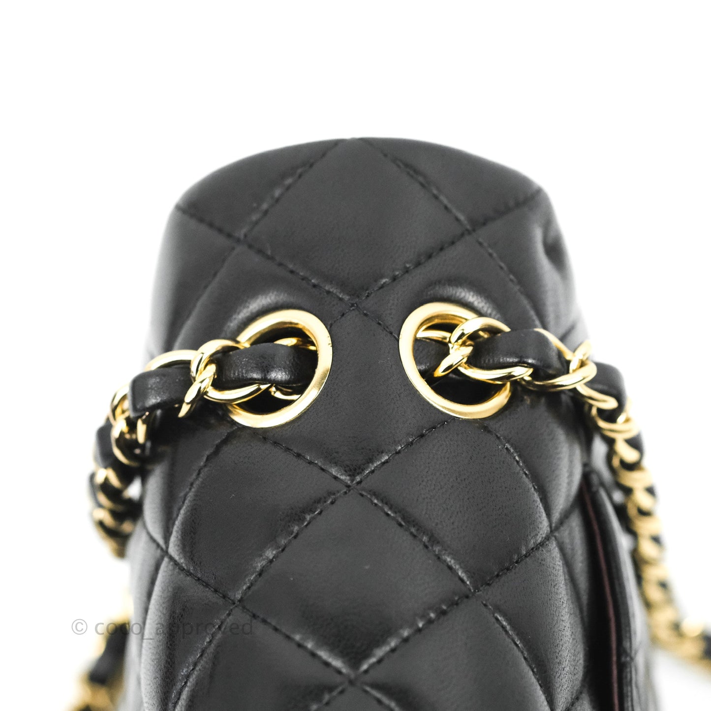 Chanel Classic M/L Medium Double Flap Black Lambskin Gold Hardware