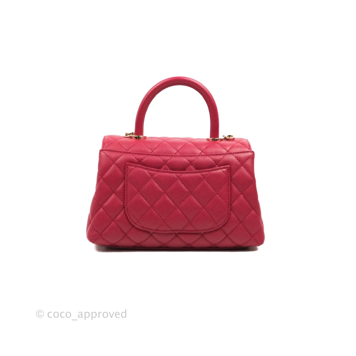 Chanel Small Coco Handle Quilted Dark Pink Caviar Gold Hardware 21A