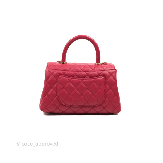 Chanel Small Coco Handle Quilted Dark Pink Caviar Gold Hardware 21A