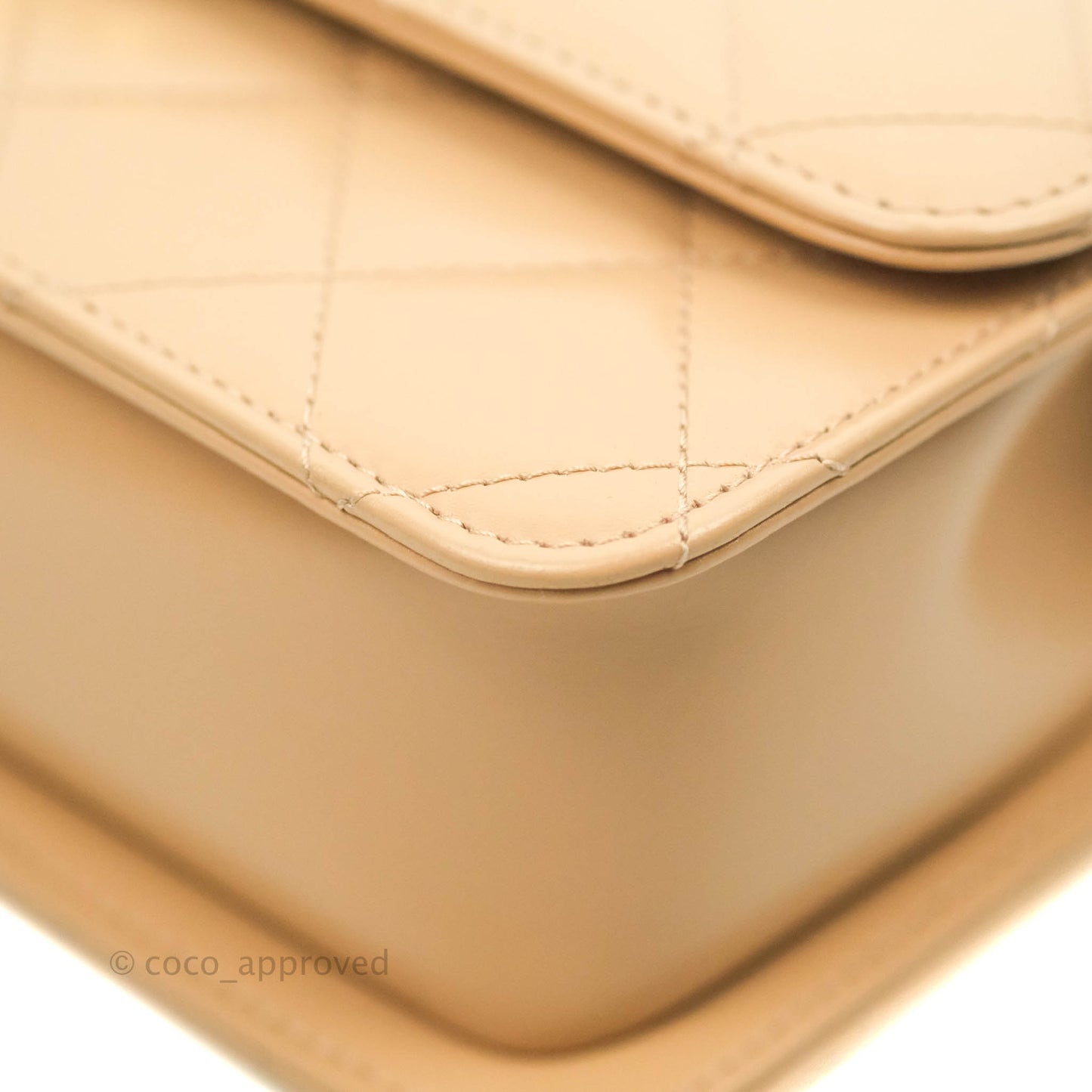 Chanel Quilted Small Perfect Fit Adjustable Beige Calfskin Gold Hardware 21A