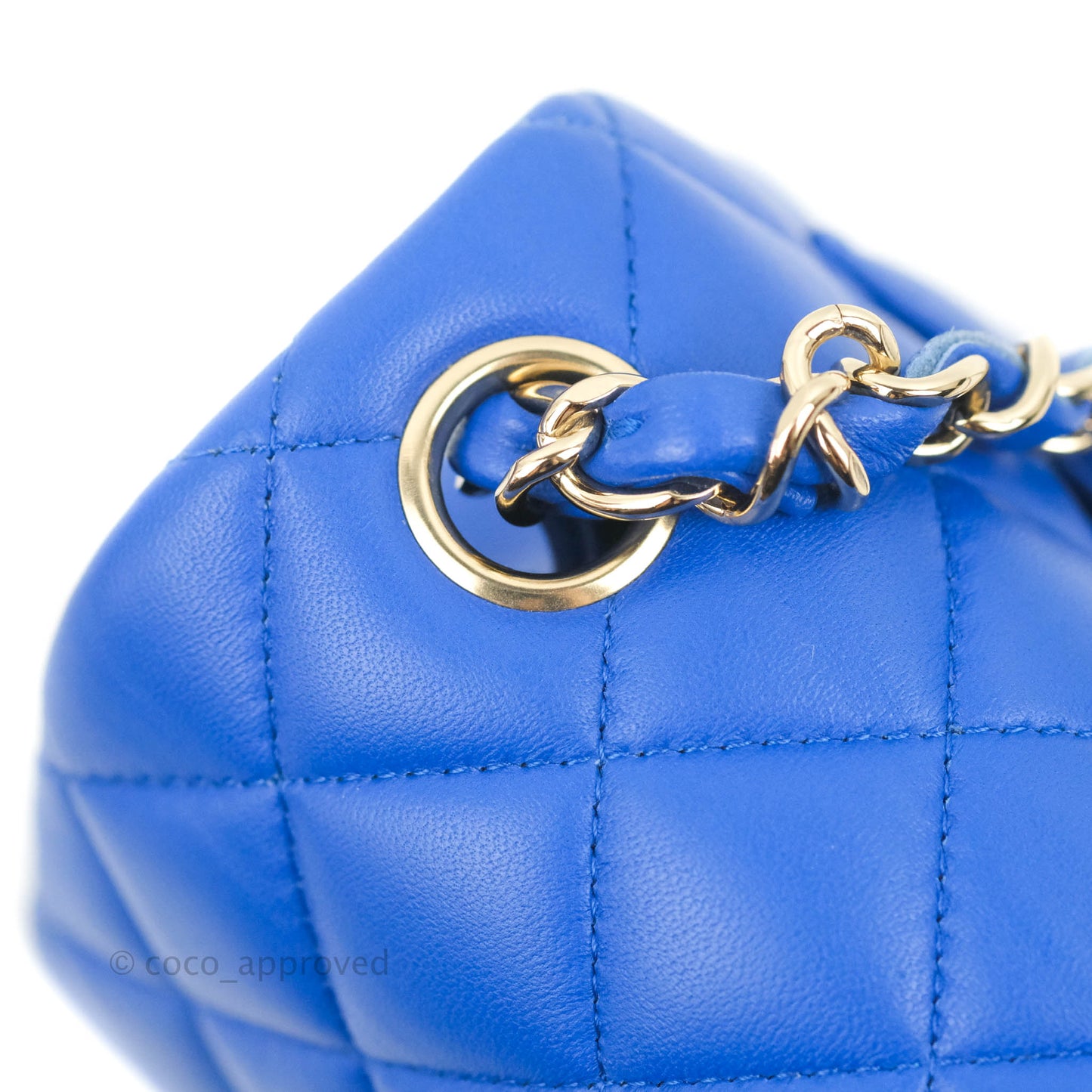 Chanel Mini Square Blue Lambskin Gold Hardware