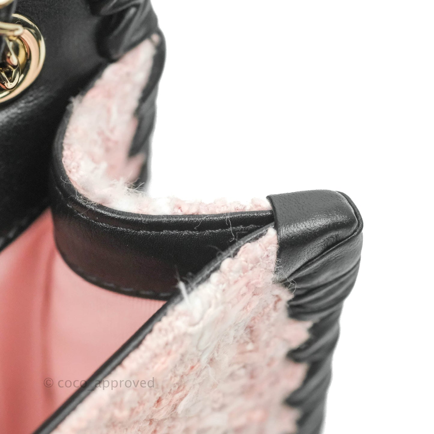 Chanel Mini My Own Frame Flap Pink White Tweed Braided Calfskin 22S