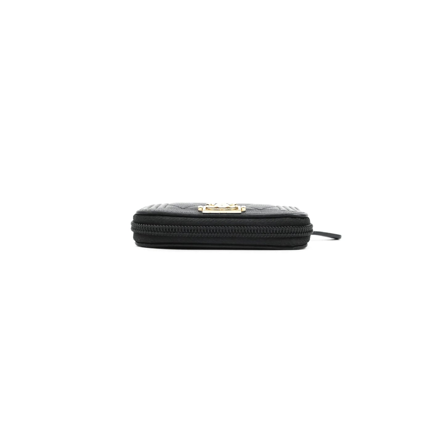 Chanel Boy Zipped Coin Purse Black Caviar Gold Hardware