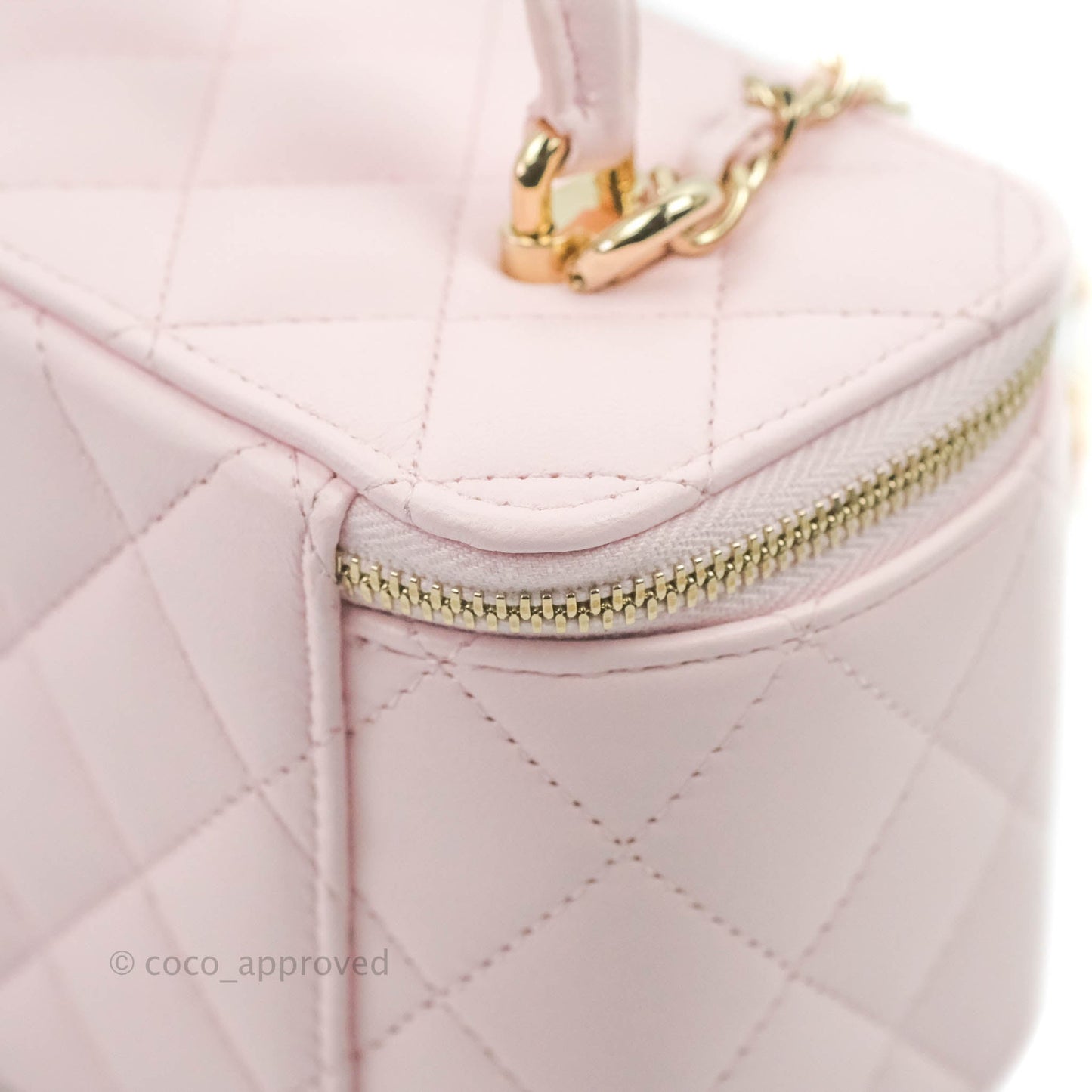 Chanel Top Handle Vanity with Chain Light Pink Lambskin Gold Hardware