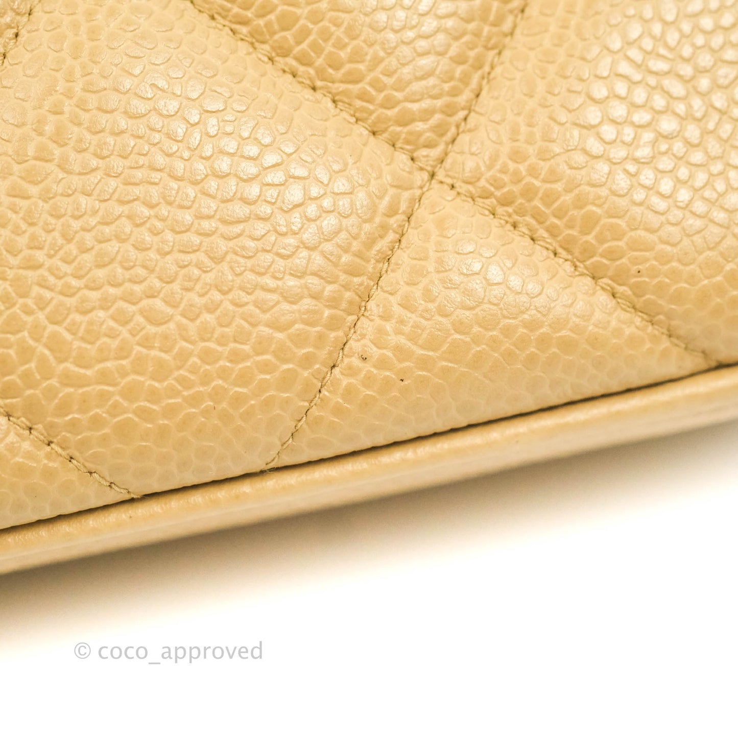 Chanel Vintage CC Quilted Tote Dark Beige Caviar 24K Gold Hardware
