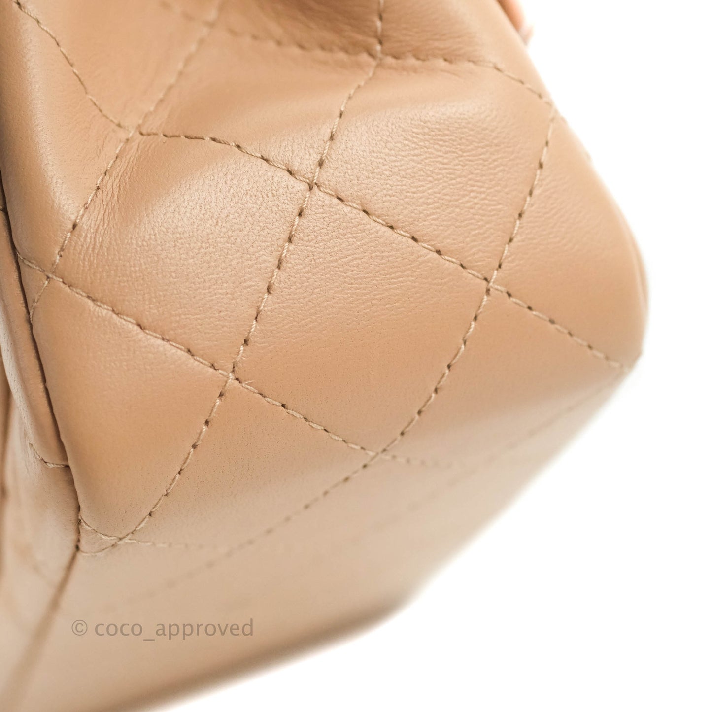 Chanel Mini Square Beige Lambskin Gold Hardware 21A