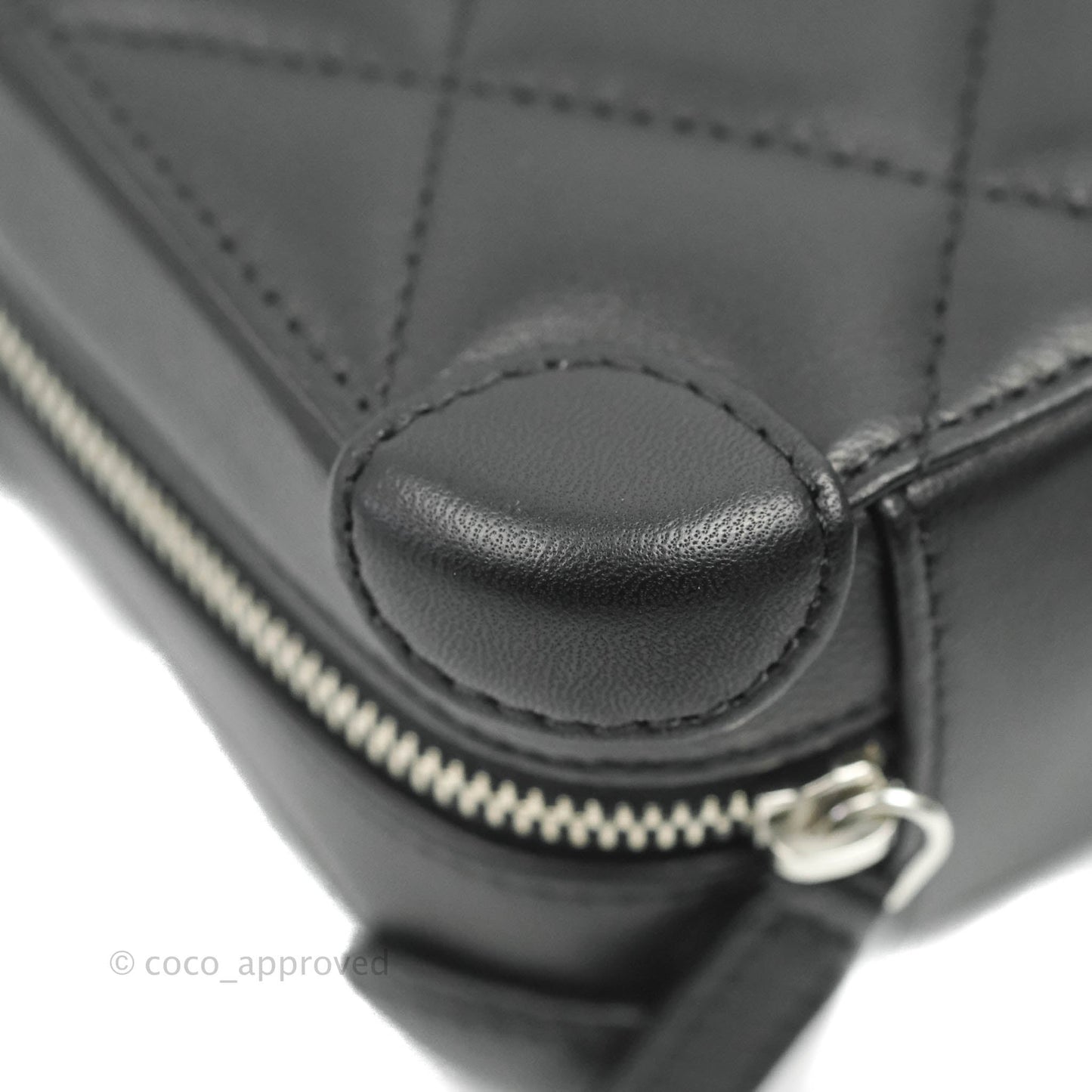 Chanel Mini Quilted Camera Case Black Lambskin Silver Hardware
