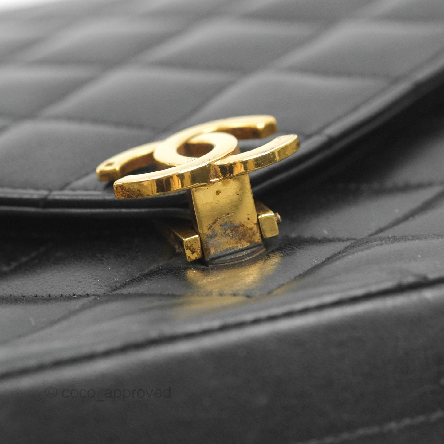 Chanel Vintage CC Clip-lock Flap Bag Black Lambskin 24K Gold Hardware