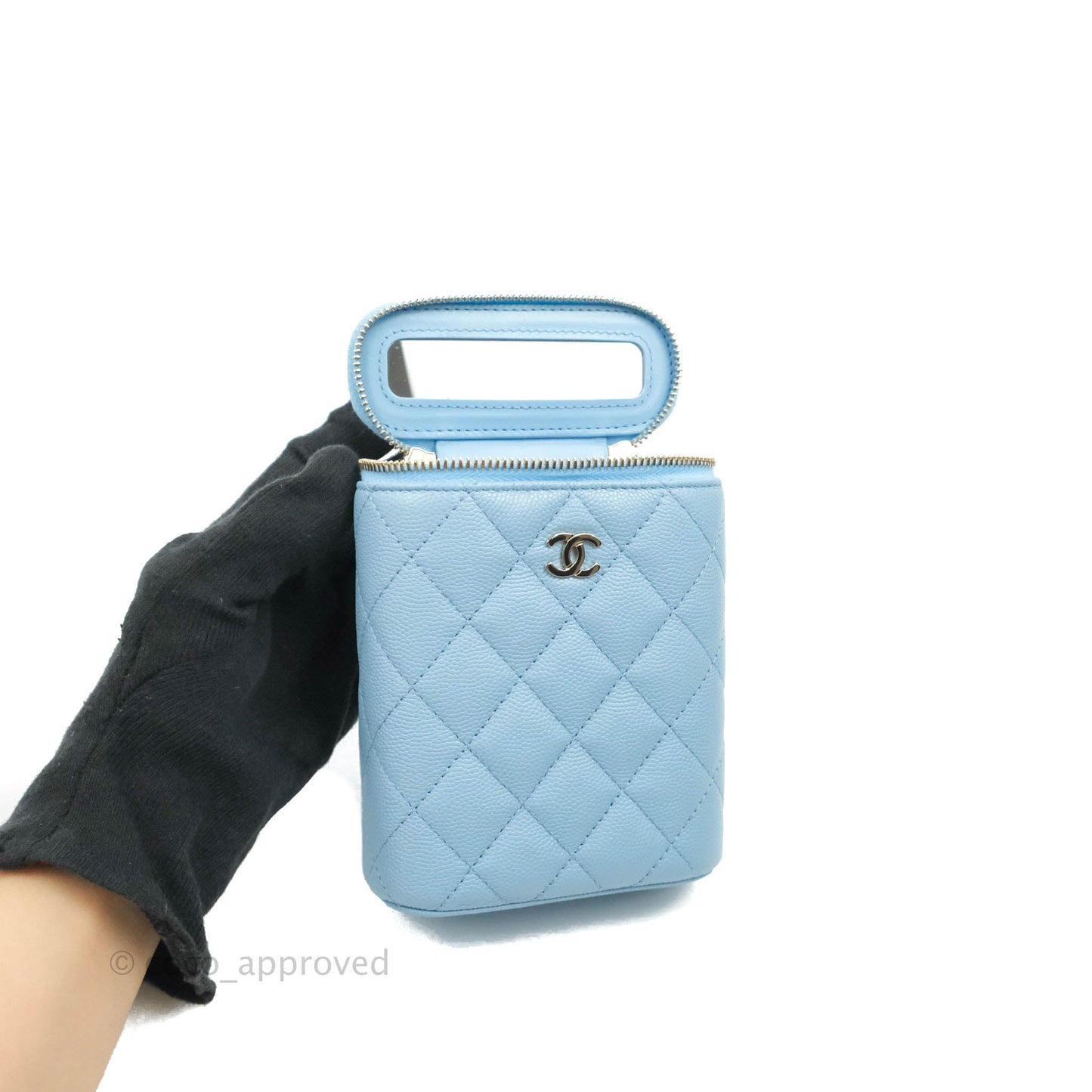 Chanel Classic Mini Vanity With Chain Blue Caviar Gold Hardware