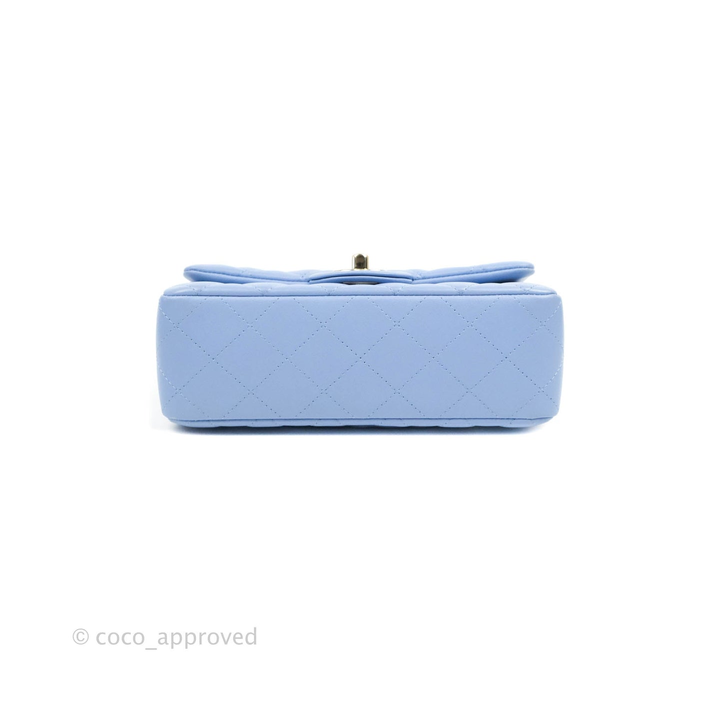 Chanel Quilted Mini Rectangular Flap Light Blue Lambskin Gold Hardware