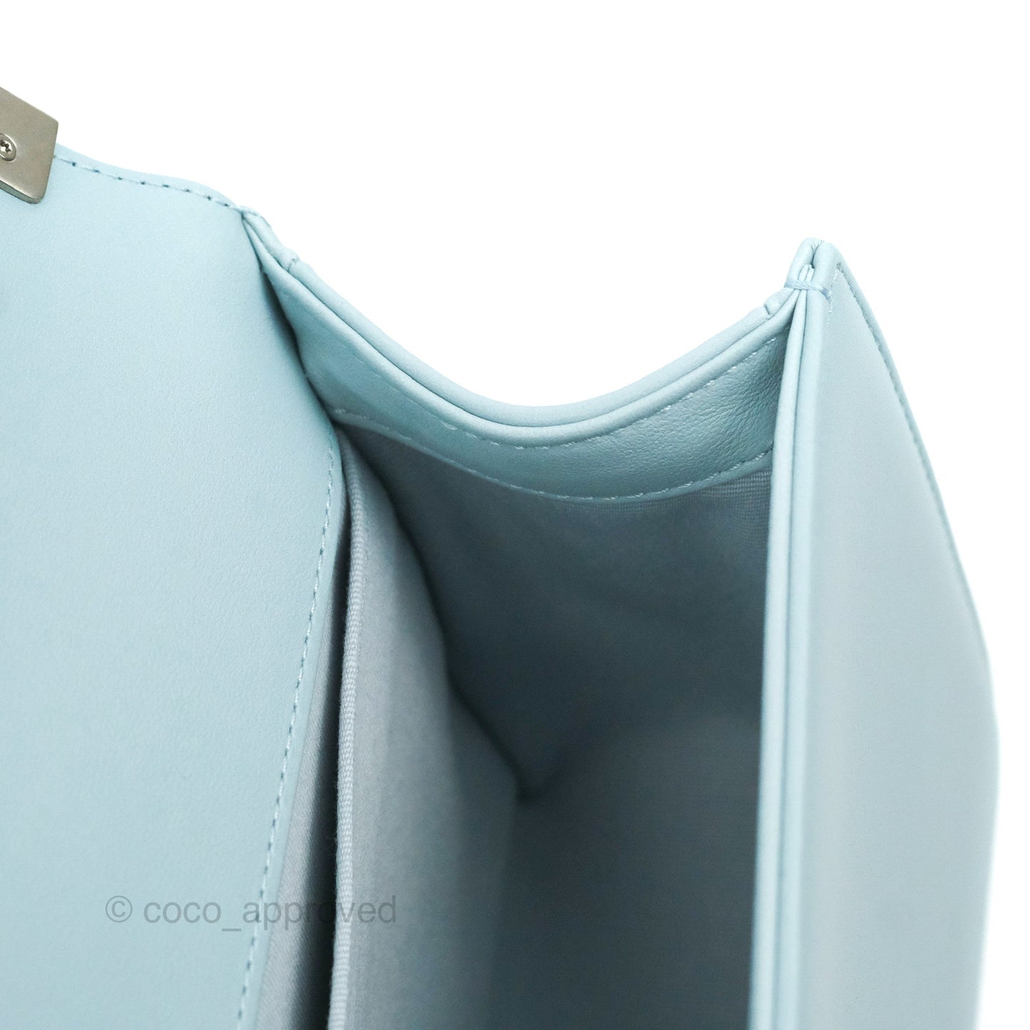 Chanel Quilted Medium Boy Blue Calfskin Matte Silver Hardware