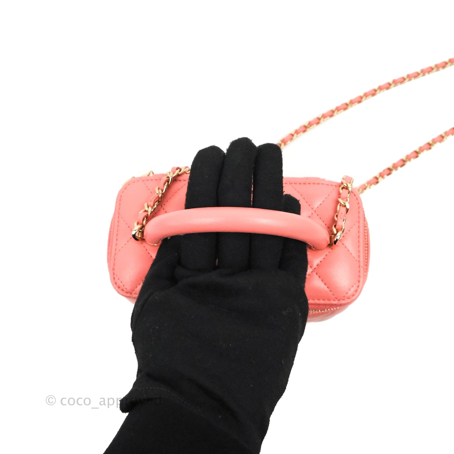 Chanel Vanity Rectangular Top Handle Pink Lambskin Gold Hardware