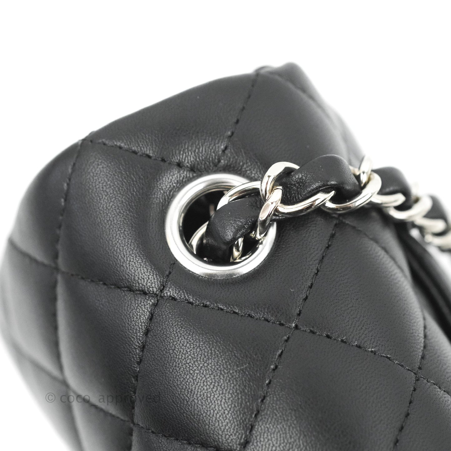 Chanel Quilted Mini Rectangular Flap Black Lambskin Silver Hardware