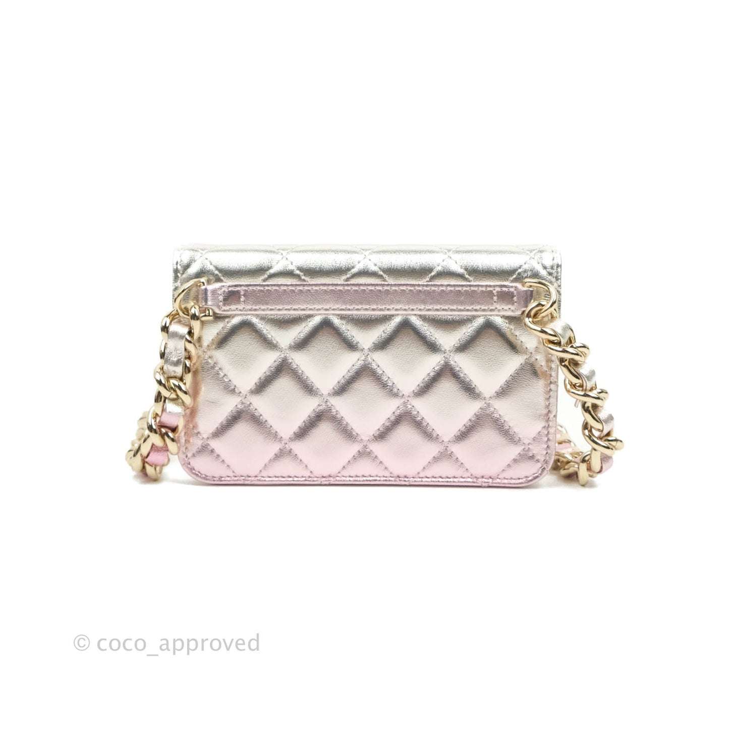 Chanel Quilted Clutch with Chain Metallic Gradient Pink/Silver Lambskin