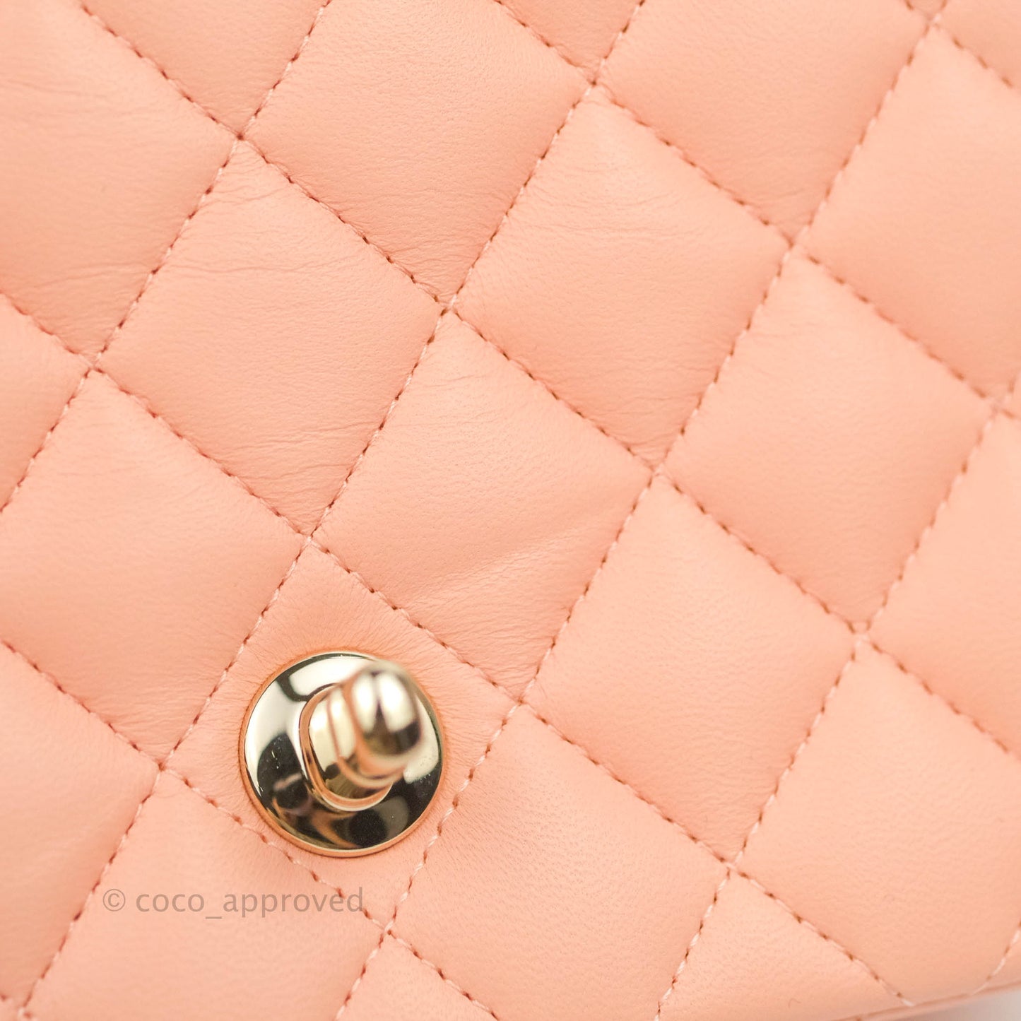 Chanel Quilted Mini Square Beige Pink Lambskin Gold Hardware