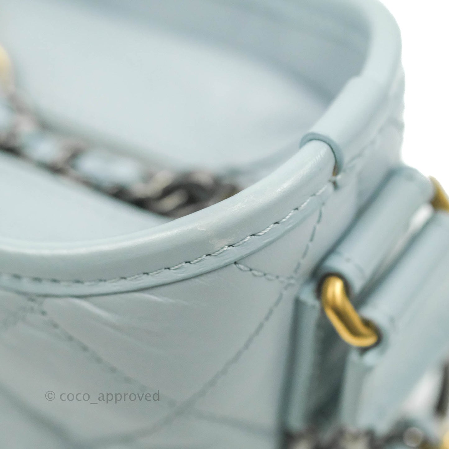 Chanel Small Gabrielle Hobo Light Blue Grey Aged Calfskin Mixed Hardware