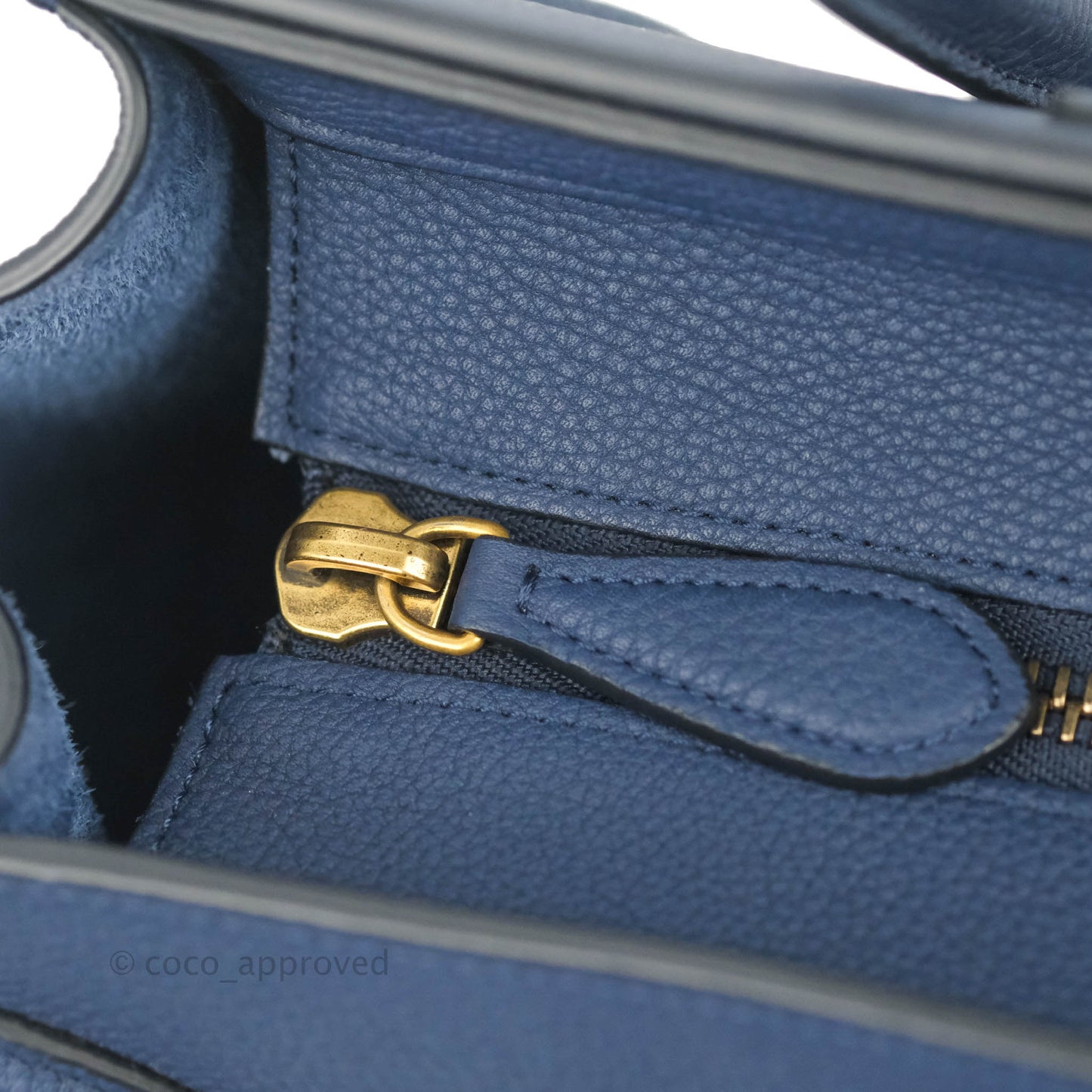 Celine Micro Luggage Handbag Navy Grained Calfskin Gold Hardware