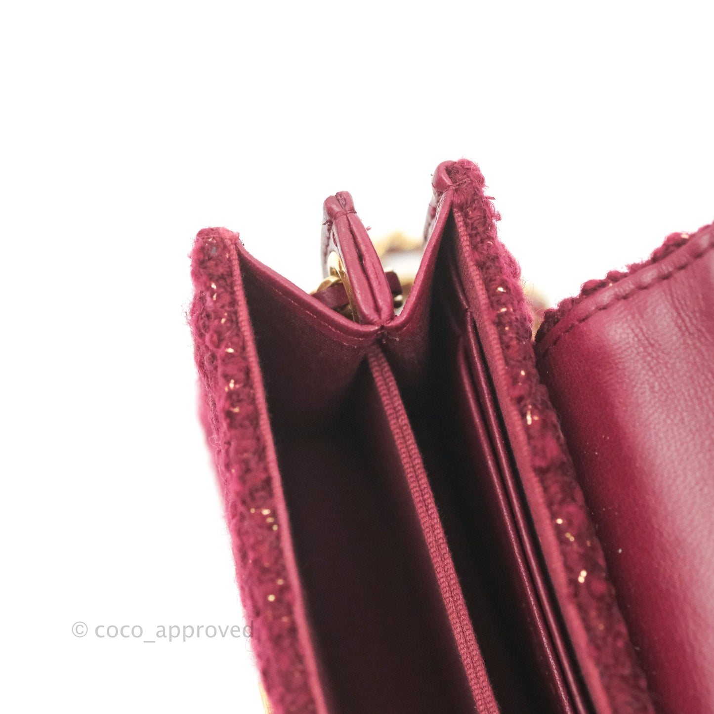 Chanel Clutch With Chain Red Tweed