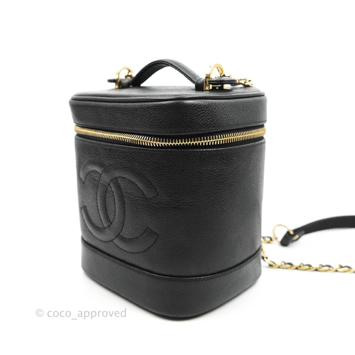 Chanel Vintage Vanity Case Black Caviar Gold Hardware