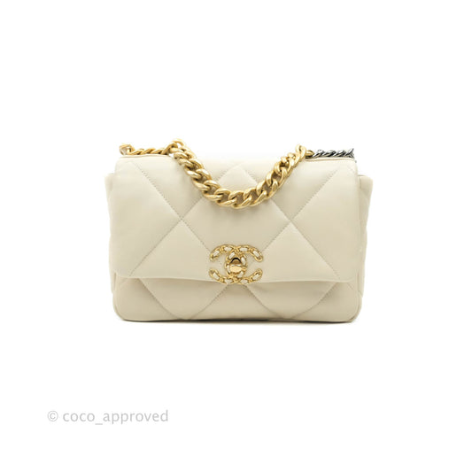 Chanel 19 Small Light Beige Lambskin Mixed Hardware 21C