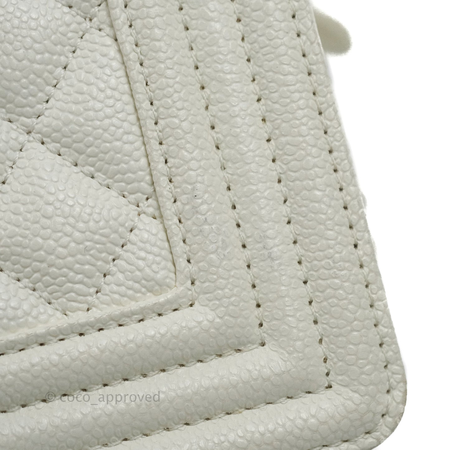 Chanel Quilted Medium Boy White Caviar Gold Hardware