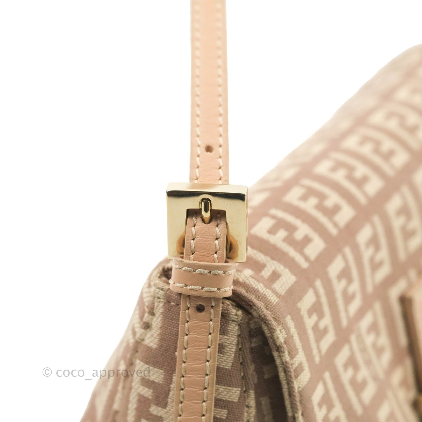 Fendi Zucchino Mini Mama Baguette Beige Pink Gold Hardware