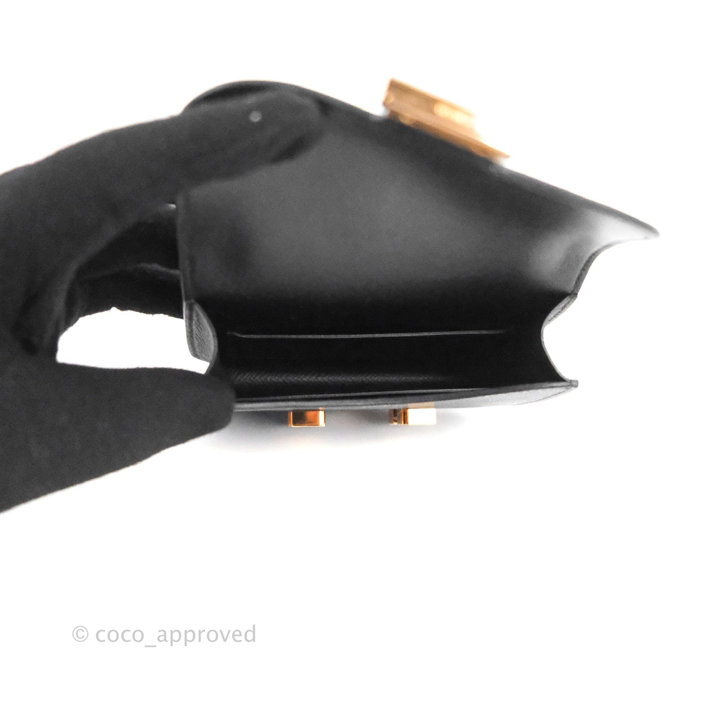 Hermès Constance Slim Wallet Black Epsom Rose Gold Hardware