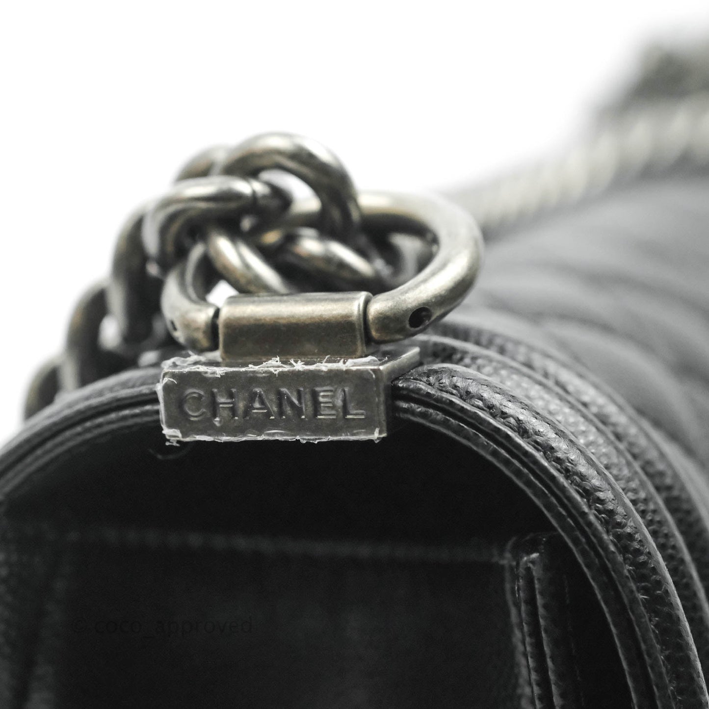 Chanel Boy Quilted Medium Black Caviar Ruthenium Hardware