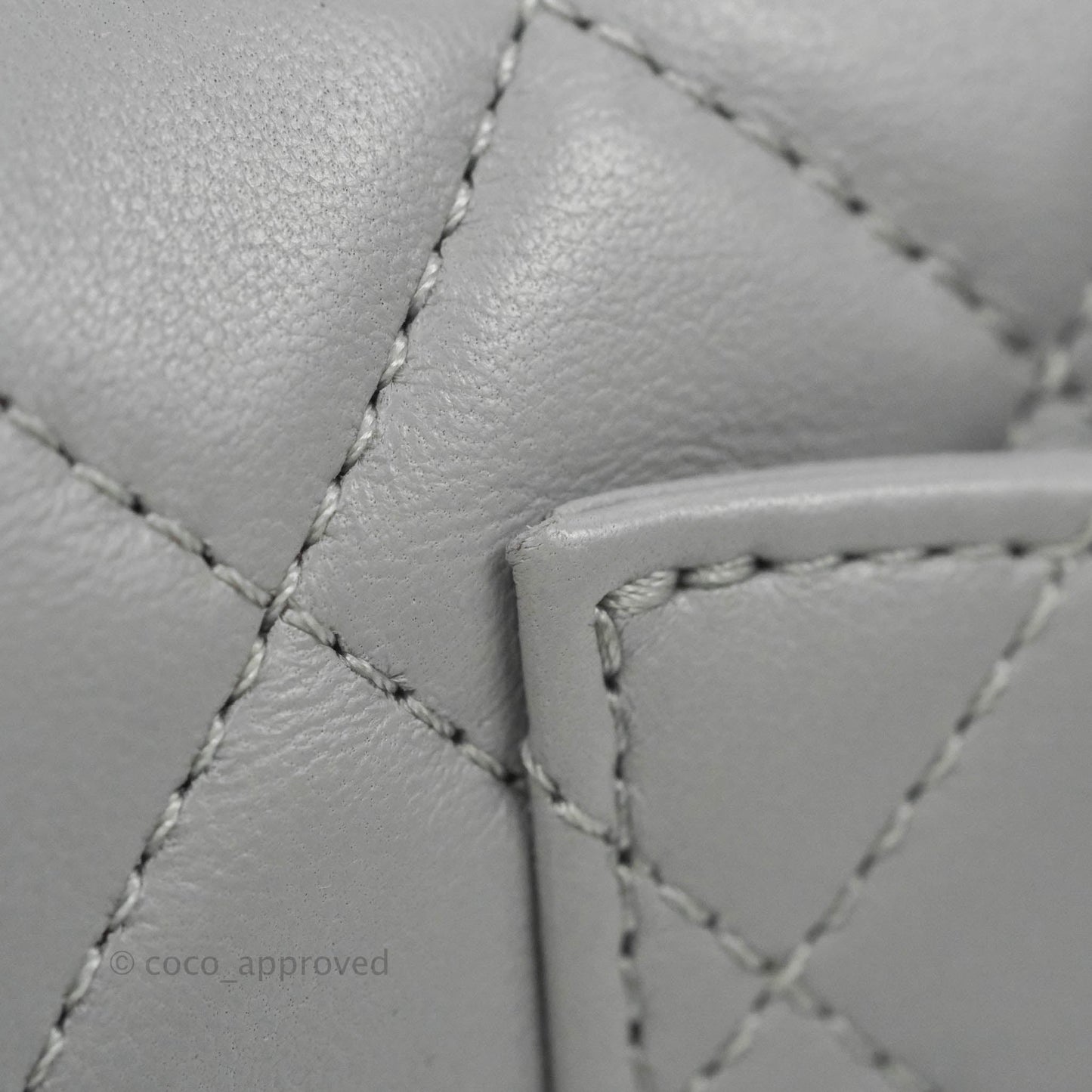 Chanel Mini Rectangular Pearl Crush Quilted Grey Lambskin Aged Gold Hardware