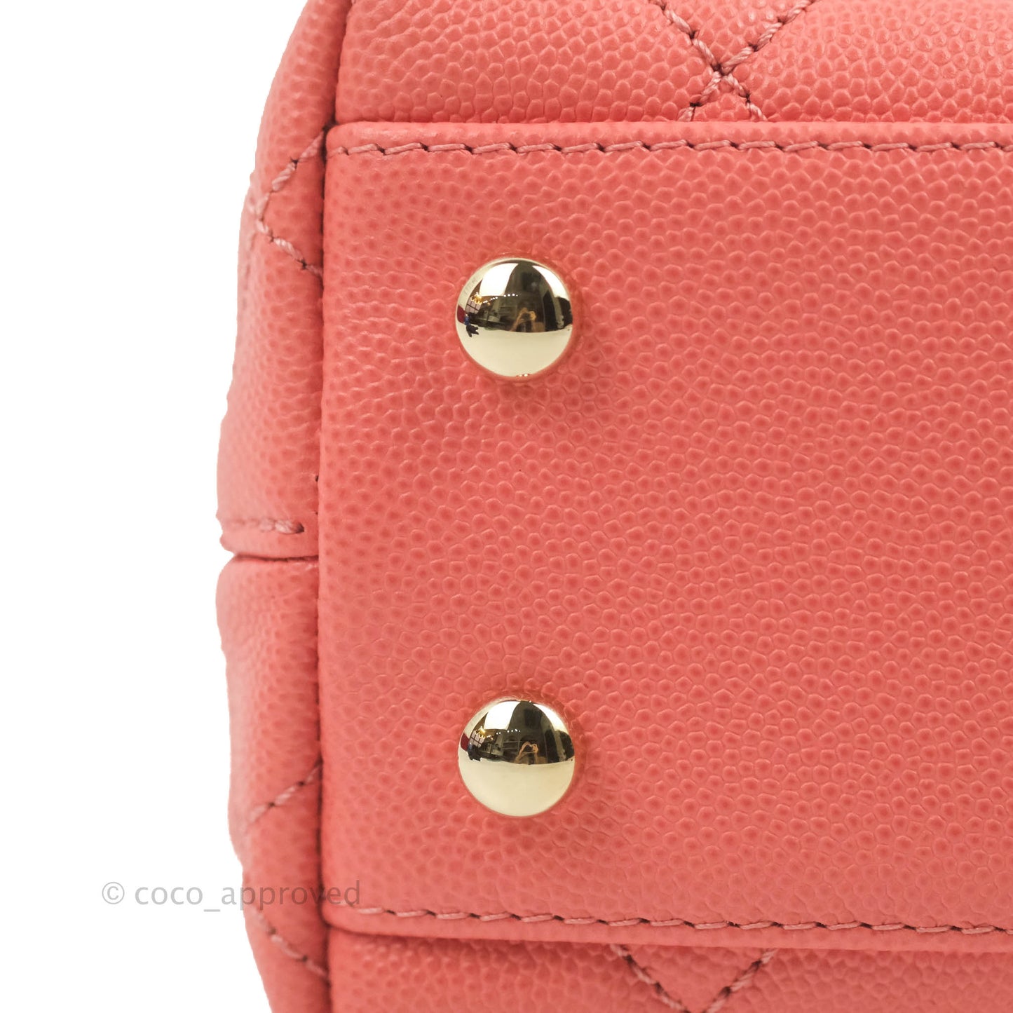 Chanel Small Quilted Coco Handle Coral Pink Caviar Gold Hardware