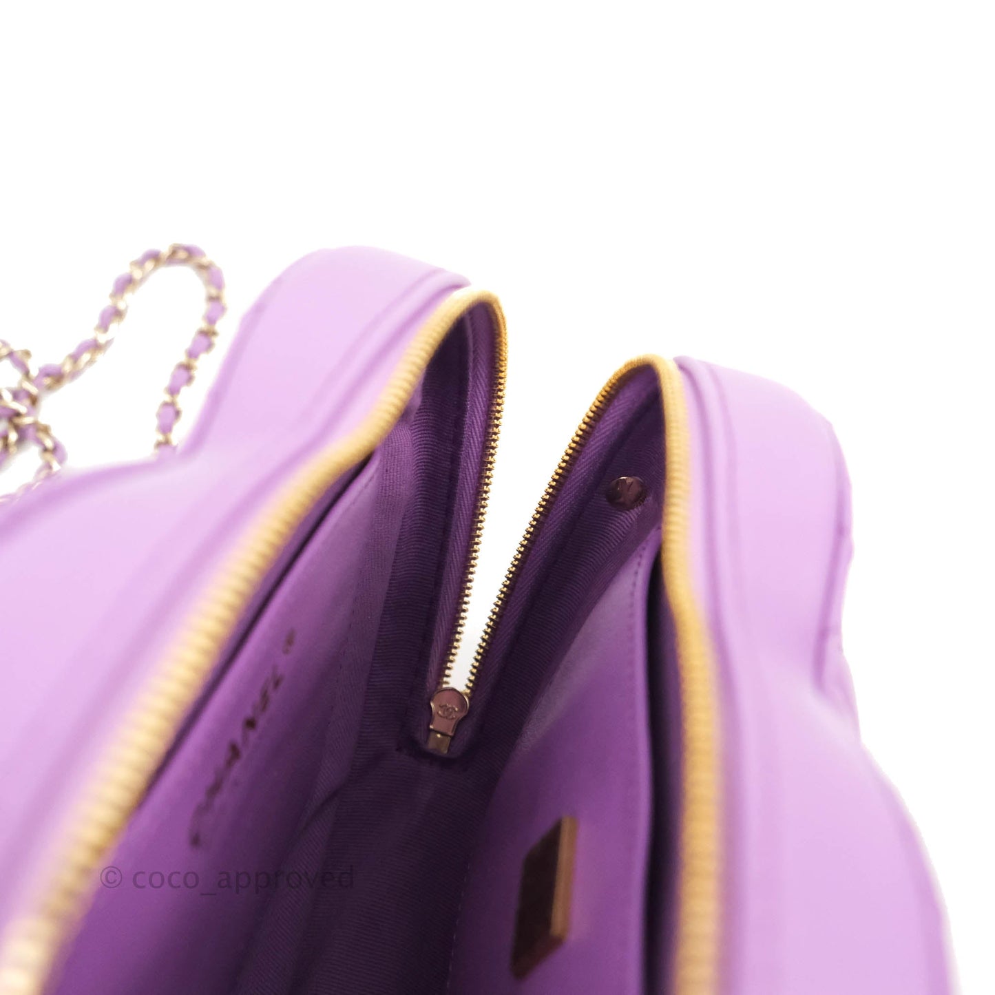 Chanel Large Heart Bag Purple Lambskin Gold Hardware 22S