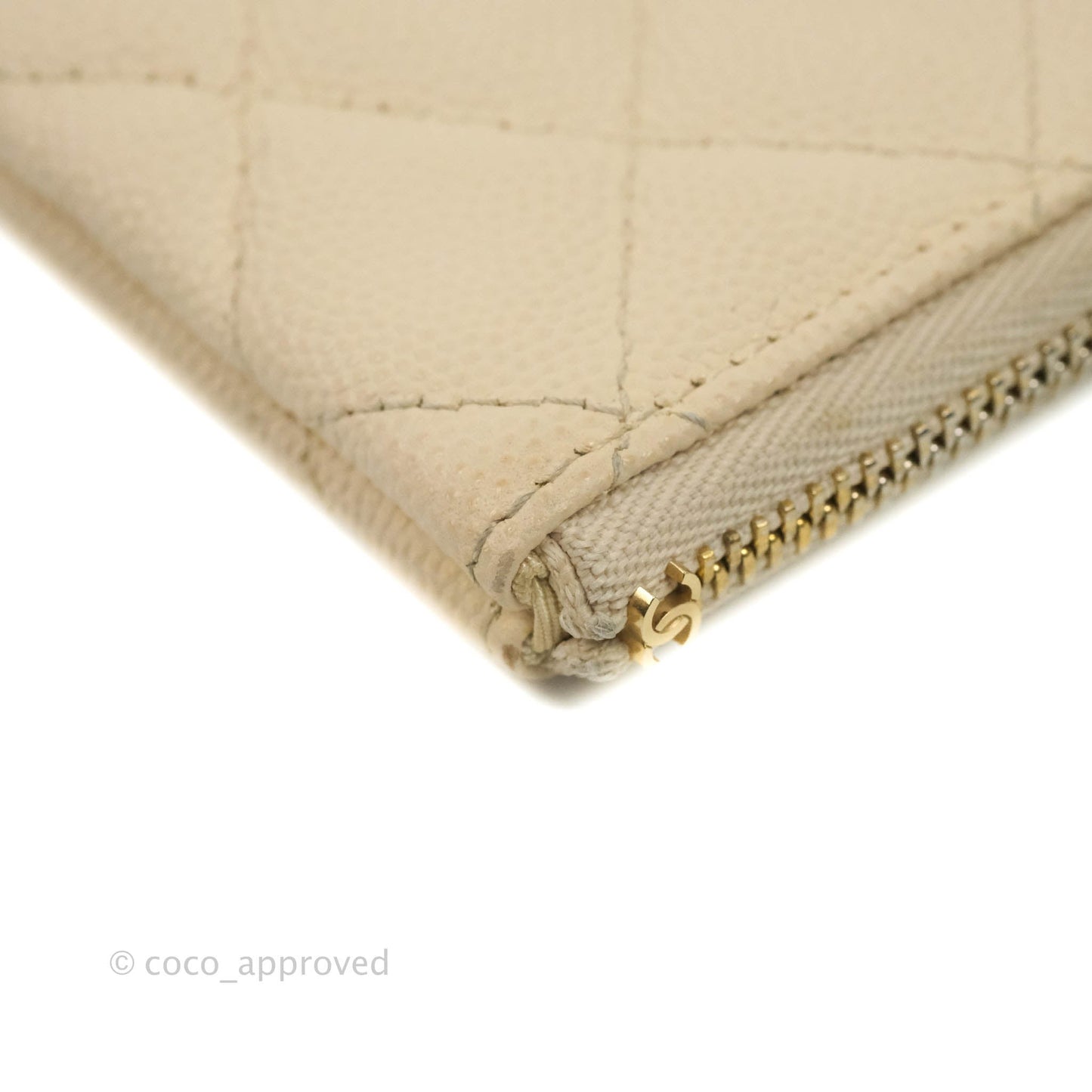 Chanel Quilted Mini O Case Light Beige Caviar Gold Hardware