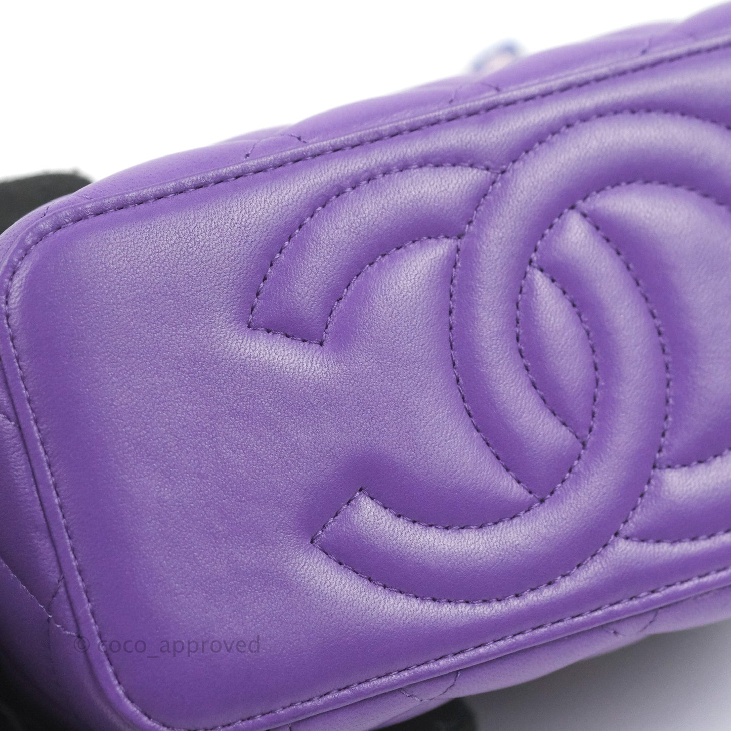 Chanel Vanity Rectangular Top Handle Purple Lambskin Gold Hardware with Twilly