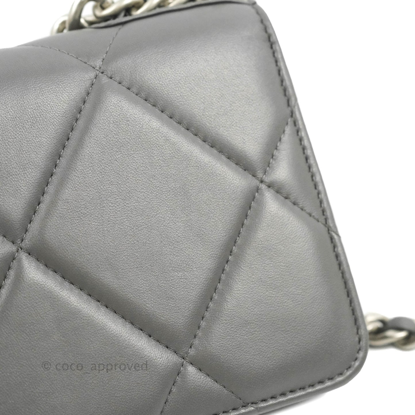 Chanel 19 Wallet on Chain WOC Dark Grey Lambskin Mixed Hardware