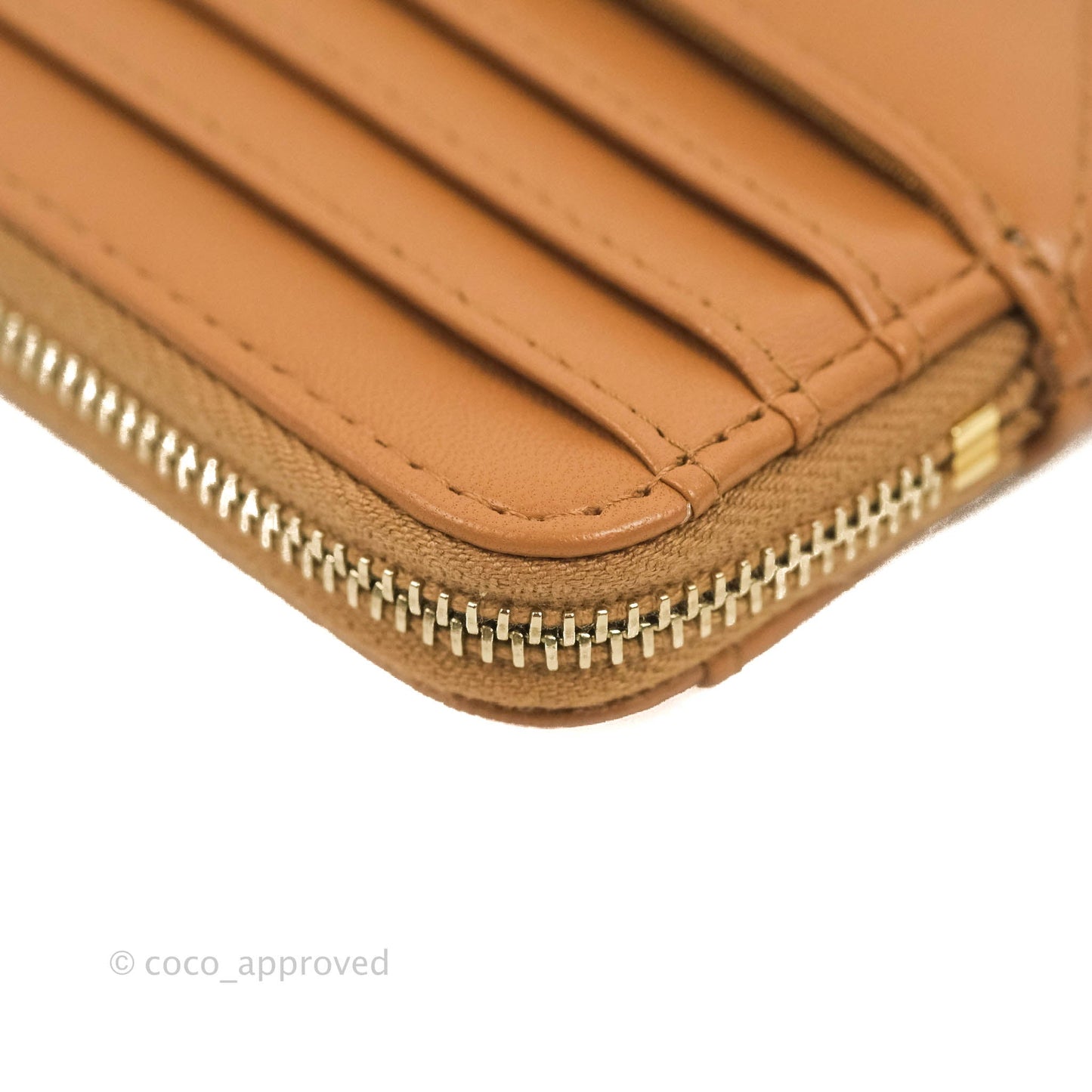 Chanel 19 Caramel Zipped Coin Purse Lambskin Gold Hardware