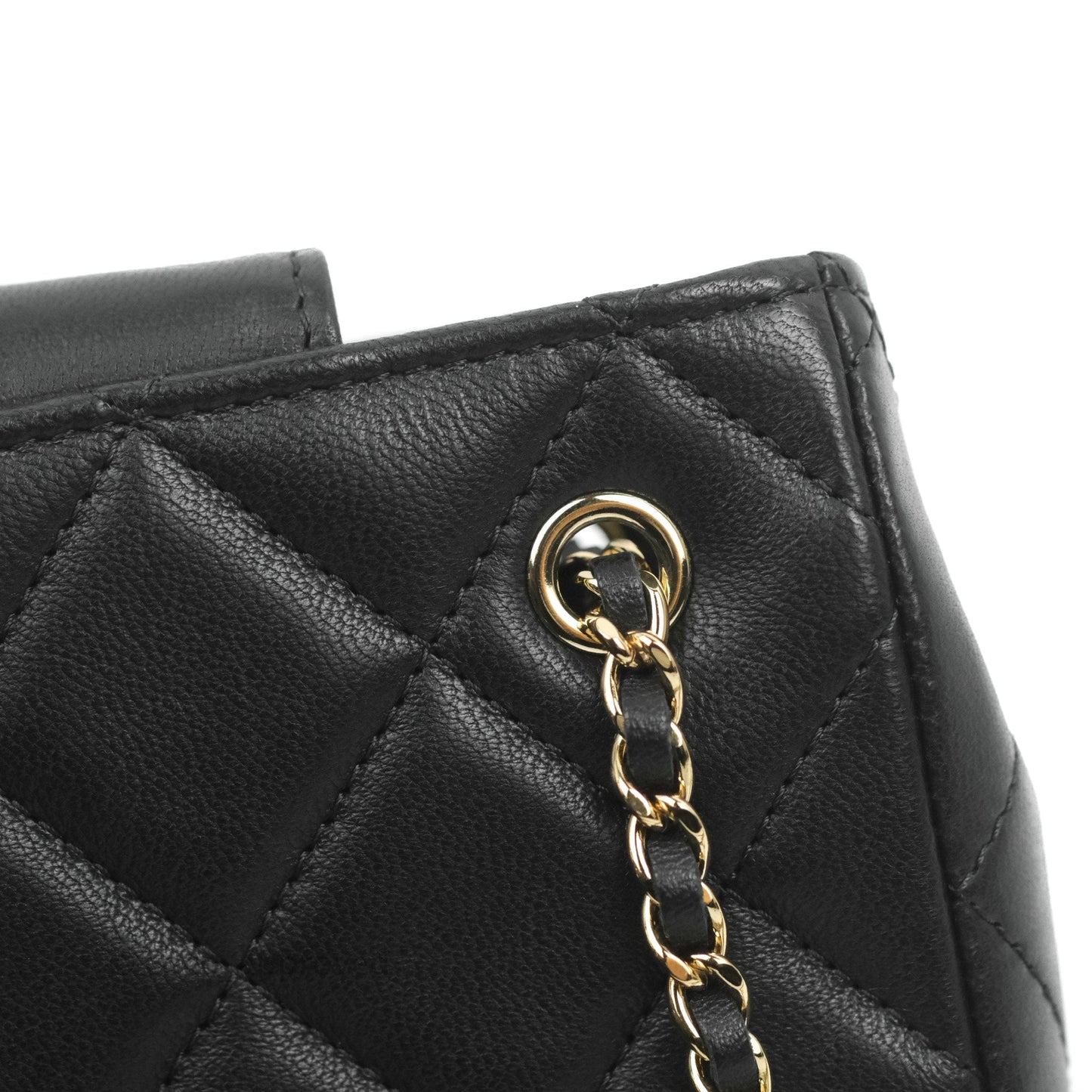 Chanel Mini Clutch With Chain Black Lambskin Gold Hardware 22C