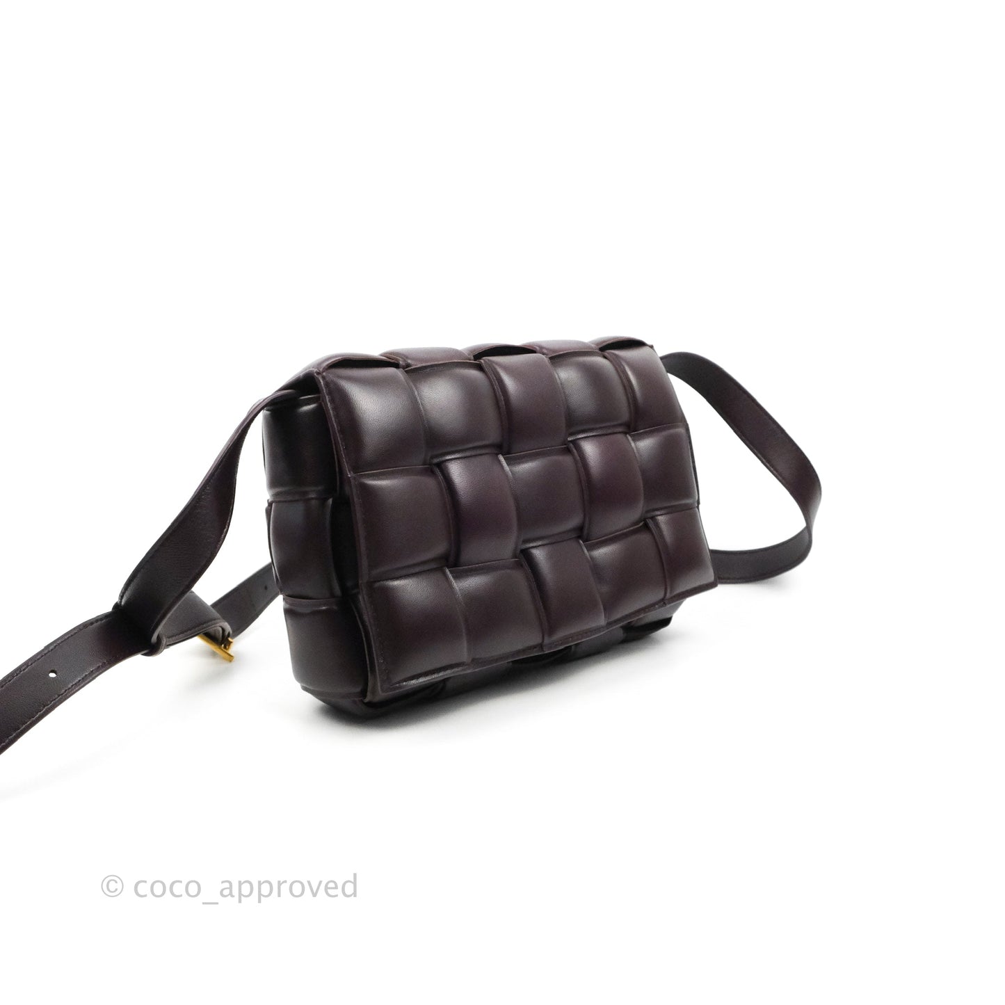 Bottega Veneta Padded Cassette Shoulder Bag Grape Lambskin Gold Hardware