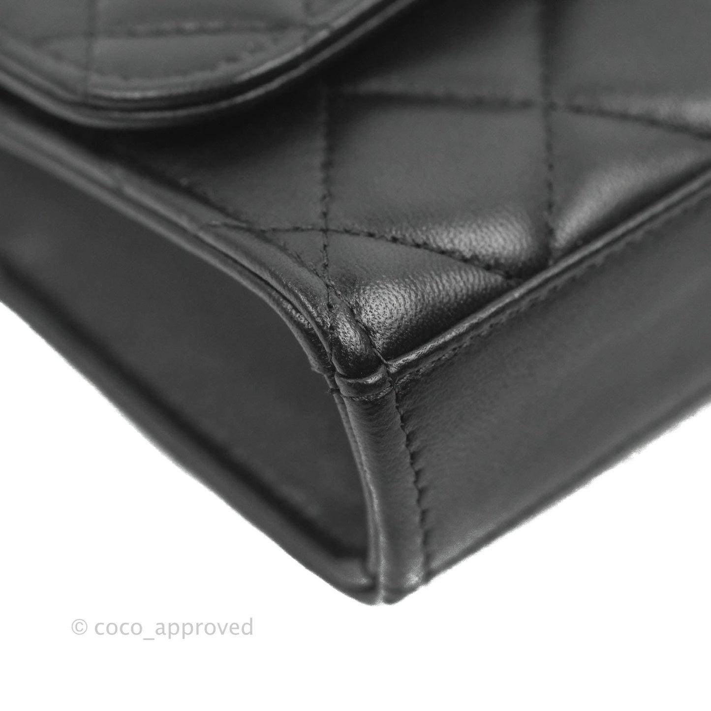 Chanel Mini Quilted Clutch With Chain Black Lambskin Gold Hardware 22S