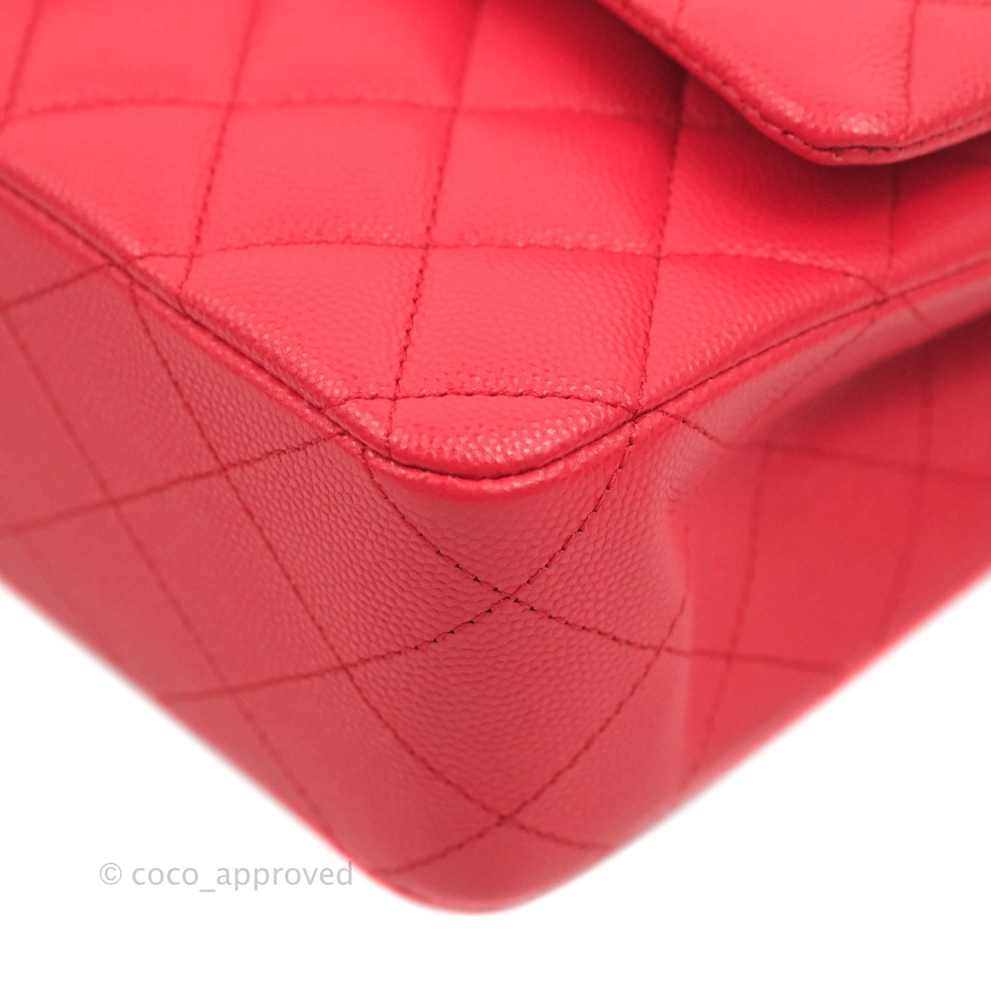 Chanel Medium M/L Classic Quilted Flap Red Caviar Gold Hardware 21B