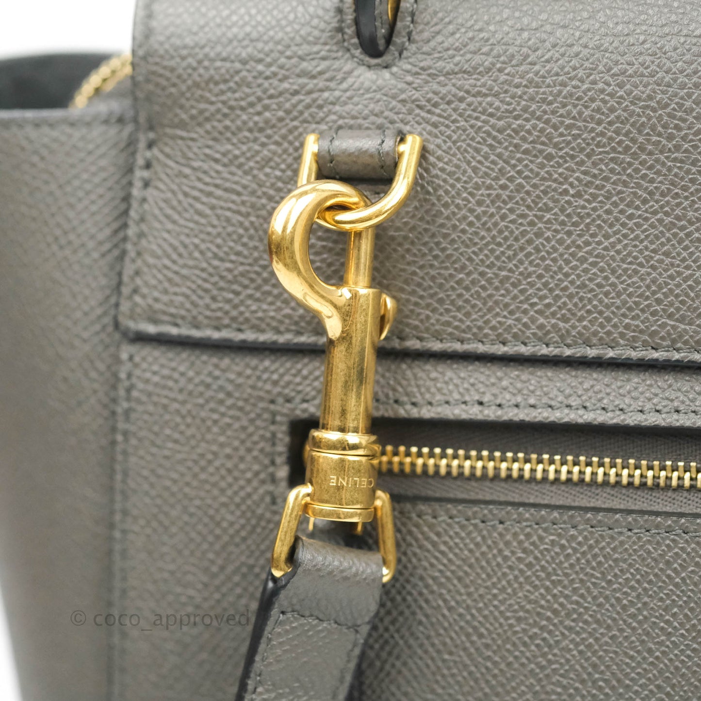 Celine Micro Belt Bag Grey Grained Calfskin Gold Hardware