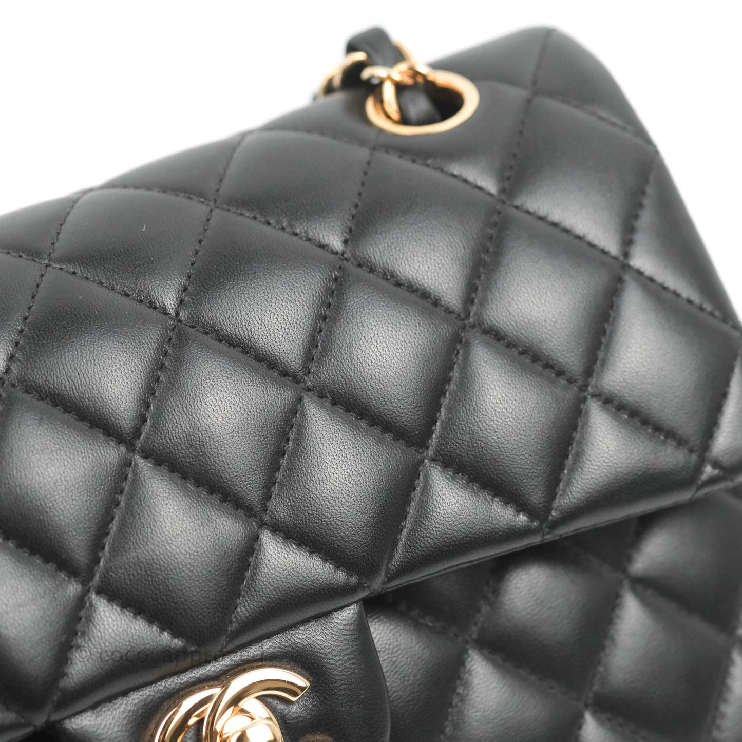 Chanel Small Classic Quilted Flap Black Lambskin Rose Gold Hardware