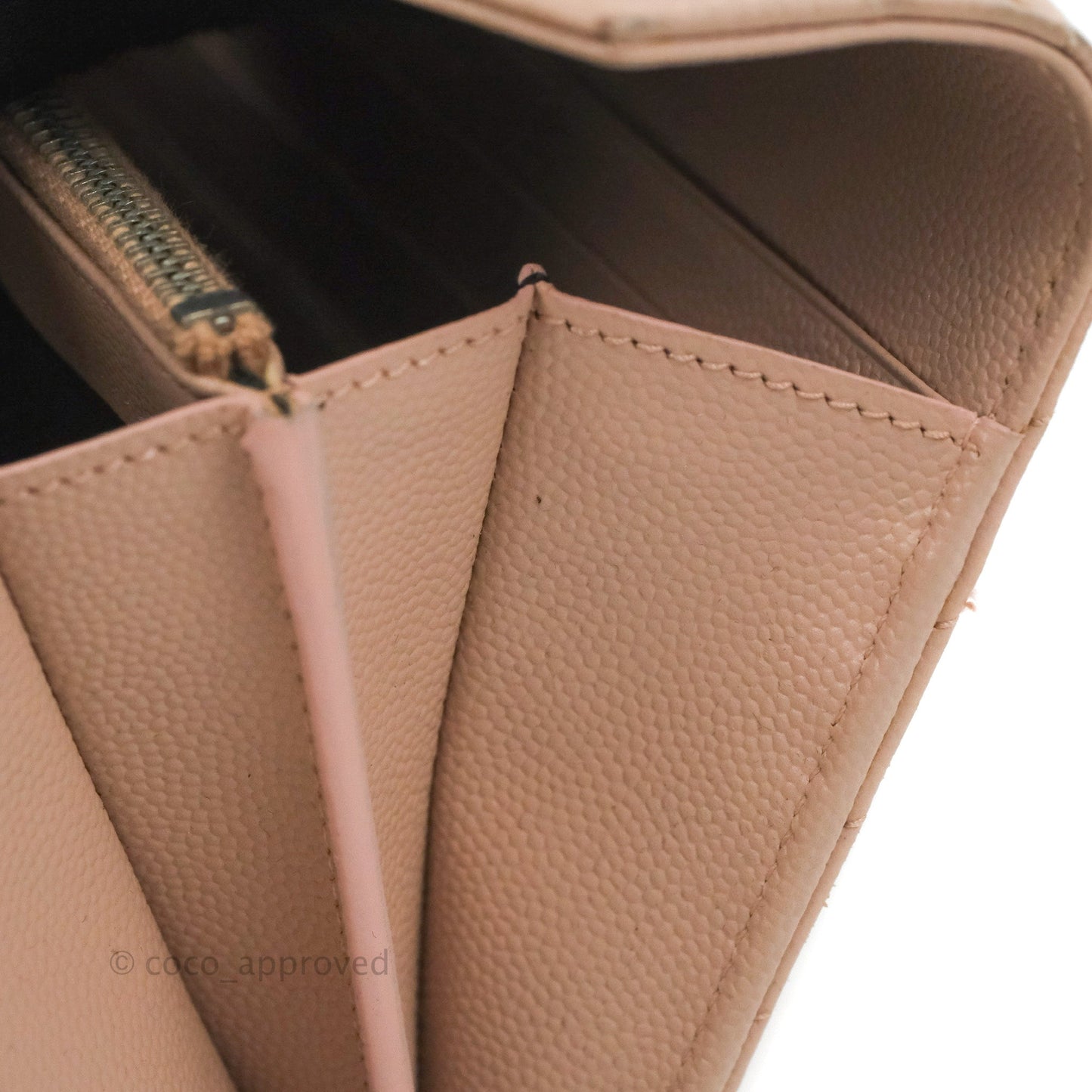Saint Laurent Quilted Envelope Wallet Pink Grained Leather Silver Hardware
