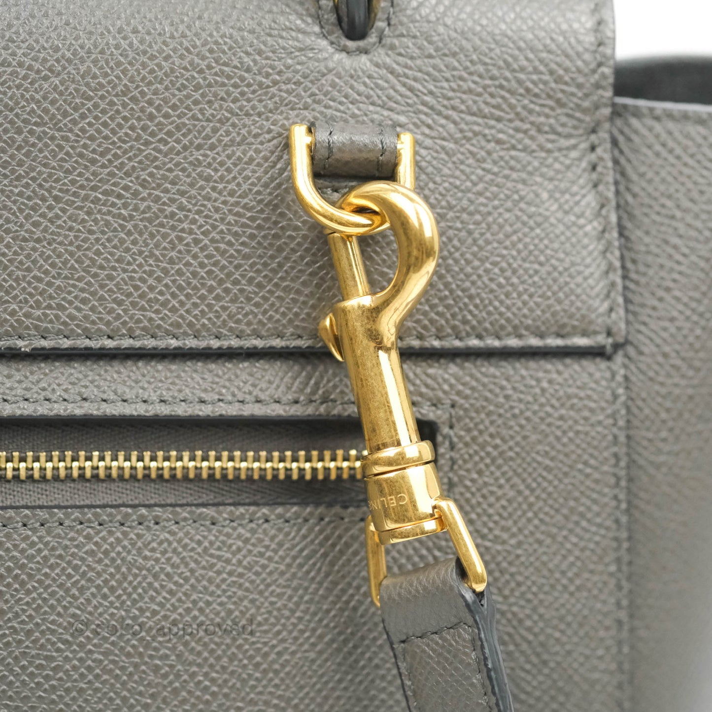Celine Micro Belt Bag Grey Grained Calfskin Gold Hardware