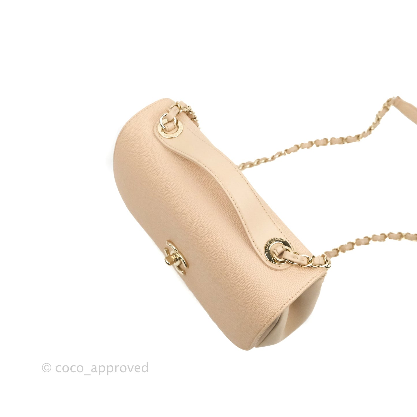 Chanel Quilted Medium Business Affinity Flap Light Beige Caviar Gold Hardware