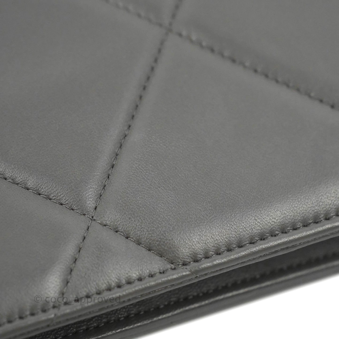 Chanel 19 Wallet on Chain WOC Dark Grey Lambskin Mixed Hardware