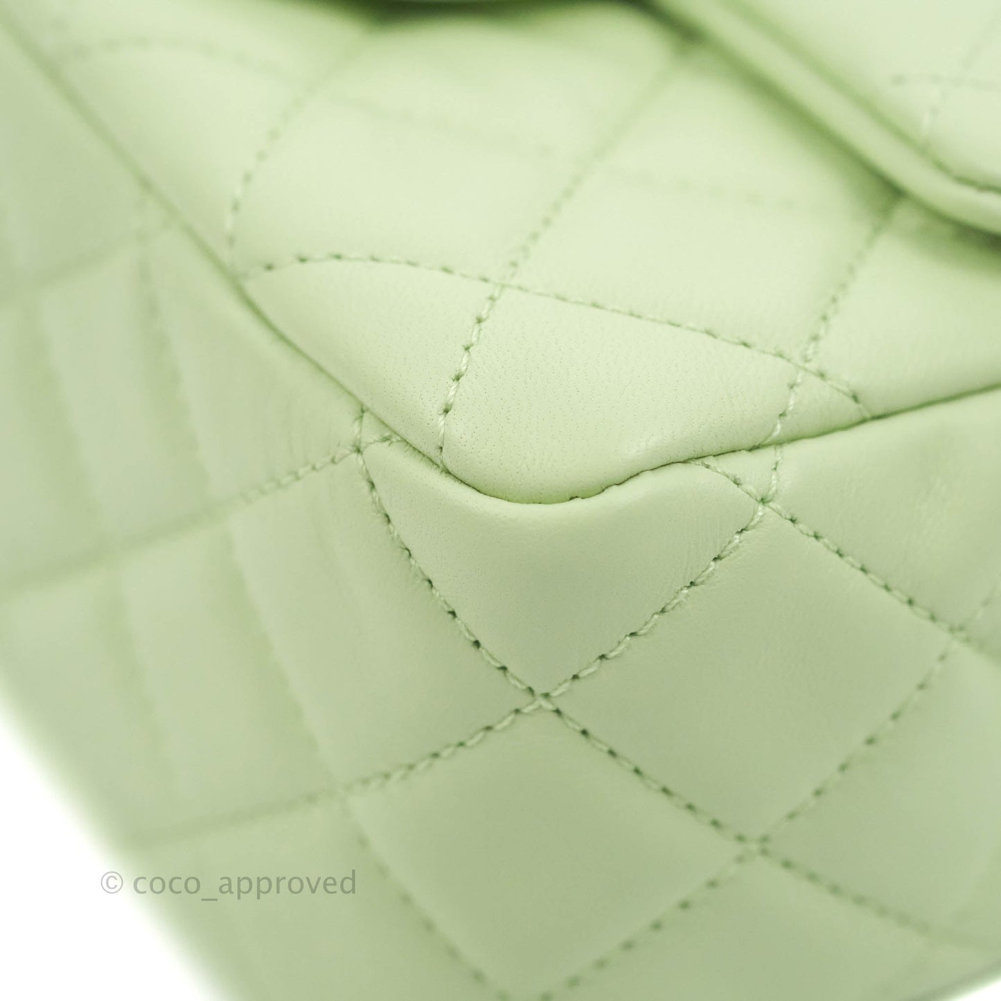 Chanel Mini Square Pearl Crush Quilted Avocado Green Lambskin Aged Gold Hardware