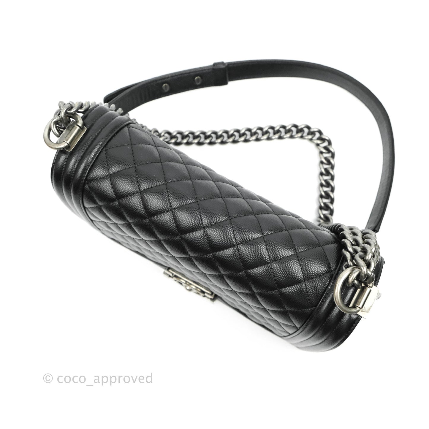 Chanel Boy Quilted Medium Black Caviar Ruthenium Hardware